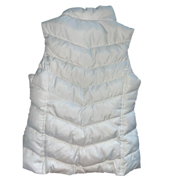 Gap White Puffer Vest Zipper Button Snap Cinch Waist Women’s Small - Picture 2 of 8